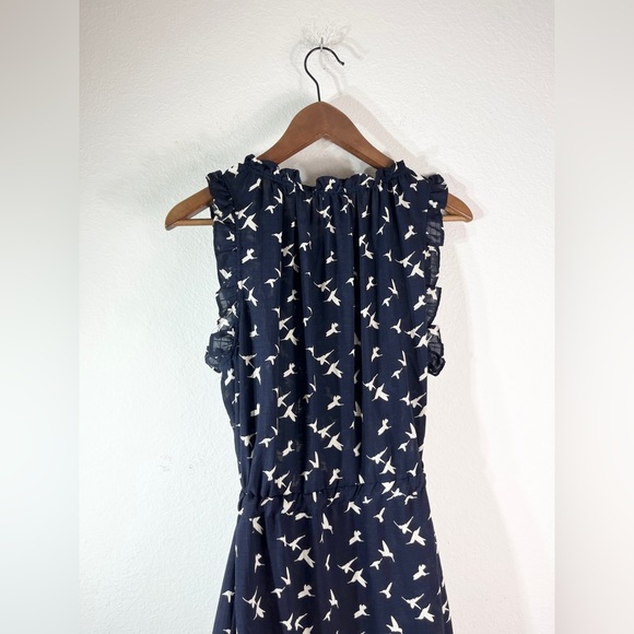 MISA Los Angeles Martina Midi Dress Navy Birds Sz L - Picture 4 of 9